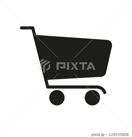 Shopping Cart Solid Icon. E-Commerce, Online Shopping, And Retail Marketplace Silhouette Symbol. Consumerism And Shopping Experience Representation. Isolated Vector Illustration 128535608