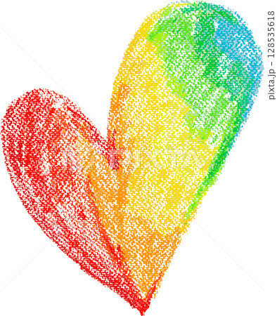 Chalk Drawn Rainbow Heart Child Illustration Chalk Drawn Rainbow Heart Child Illustration 128535618