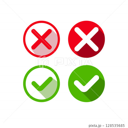 Green Tick Red X Circle Vector Symbols Green Tick Red X Circle Vector Symbols 128535685