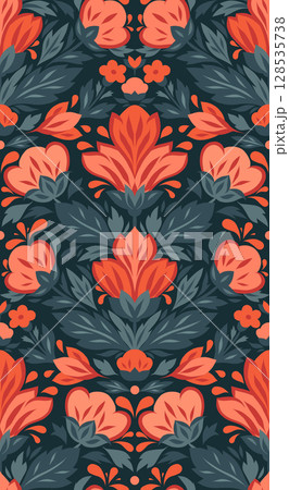 Vector seamless pattern with decorative flowers. Texture with stylized flower arrangement. Summer bloom. Floral background Vector seamless pattern with decorative flowers. Texture with stylized flower arrangement. Summer bloom. Floral background 128535738