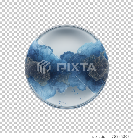 Round glass sphere contains swirling blue and...のイラスト素材 [128535808] - PIXTA