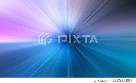 A vibrant blue abstract background with a bright sunburst of rays, perfect as a summer sky illustration or a dynamic space wallpaper design 128535897