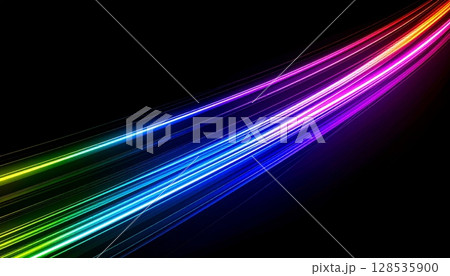 Abstract rainbow color spectrum background with bright lines, waves, and gradient motion 128535900