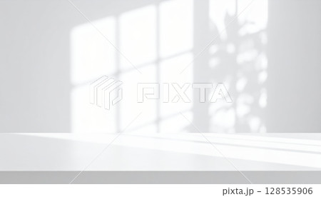 Empty white room interior with window, clean architectural design for home or office Empty white room interior with window, clean architectural design for home or office 128535906