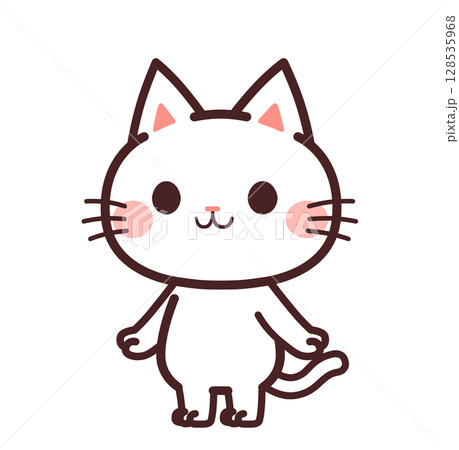 猫のかわいいキャラクター　イラスト素材 128535968