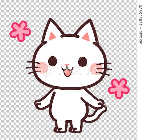 可愛的快樂貓咪人物插畫 128535970