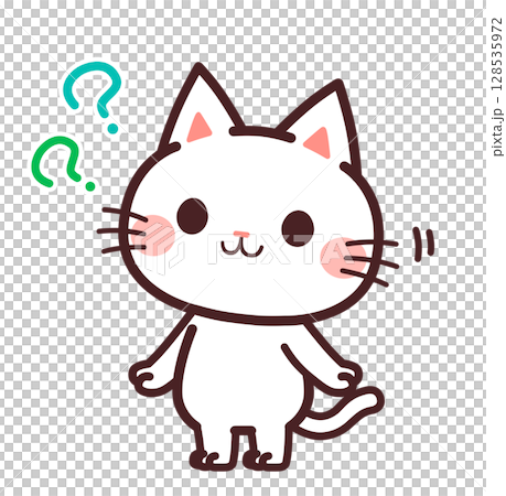 猫のかわいいキャラクター 疑問 ? イラスト素材 猫のかわいいキャラクター 疑問 ? イラスト素材 128535972