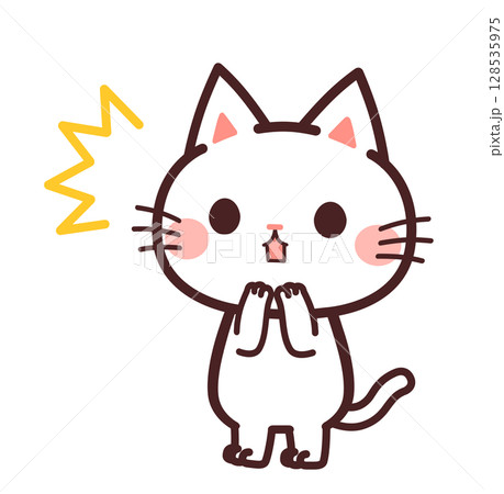 驚く猫のかわいいキャラクター イラスト素材 驚く猫のかわいいキャラクター イラスト素材 128535975