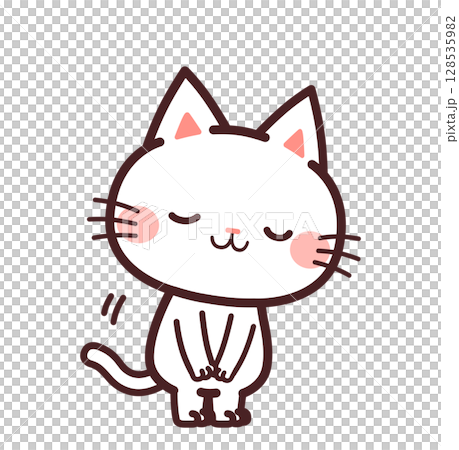 Cute cat character bowing right facing illustration 128535982