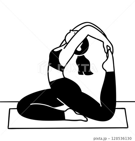 ヨガ 白黒 黒白 128536130