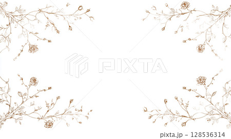 バラの線画のボタニカルフレーム背景 バラの線画のボタニカルフレーム背景 128536314