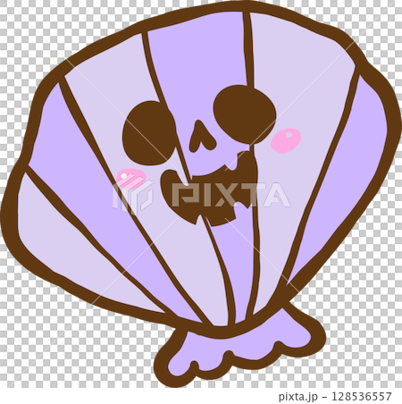 Cute Spooky Seashell Summerween Halloween Summer cartoon hand drawn Cute Spooky Seashell Summerween Halloween Summer cartoon hand drawn 128536557
