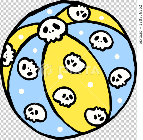 Cute Spooky beach ball Summerween Halloween Summer cartoon hand drawn doodle Cute Spooky beach ball Summerween Halloween Summer cartoon hand drawn doodle 128536562
