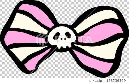 Cute Spooky Halloween bow tie pink cartoon hand drawn doodle 128536569