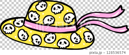 Cute Spooky Summerween hat Halloween Summer cartoon hand drawn doodle Cute Spooky Summerween hat Halloween Summer cartoon hand drawn doodle 128536574