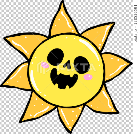 Cute Spooky Sun Summerween Halloween Summer cartoon hand drawn doodle Cute Spooky Sun Summerween Halloween Summer cartoon hand drawn doodle 128536591