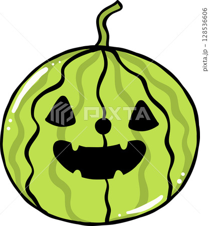 Cute Spooky watermelon Summerween Halloween Summer cartoon hand drawn doodle Cute Spooky watermelon Summerween Halloween Summer cartoon hand drawn doodle 128536606