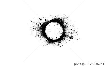 Set of black ink splashes and stains on white background 128536741