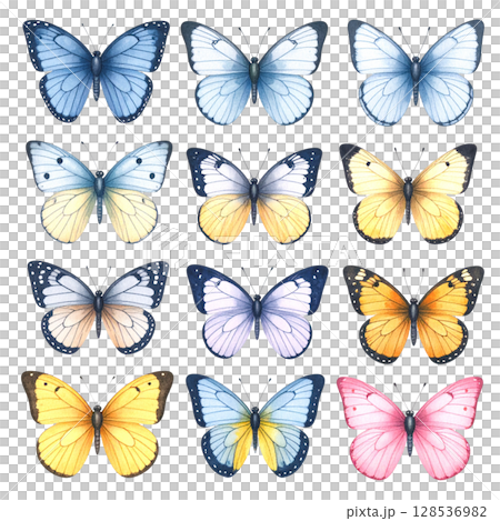 Seamless pattern featuring a beautiful collection of colorful flying butterflies 128536982