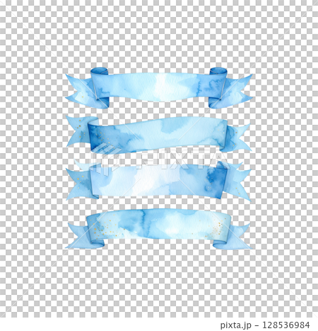 Set of blue ribbons isolated on white background. Set of blue ribbons isolated on white background. 128536984