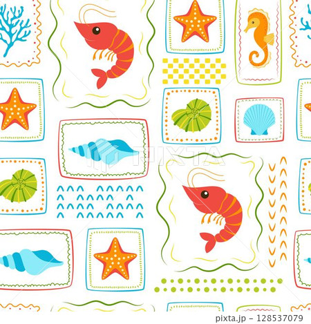 summer stamps seamless pattern summer stamps seamless pattern 128537079