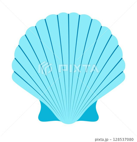 cartoon scallop shell, flat style 128537080