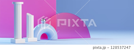 Kid friendly display podium scene Kid friendly display podium scene 128537247