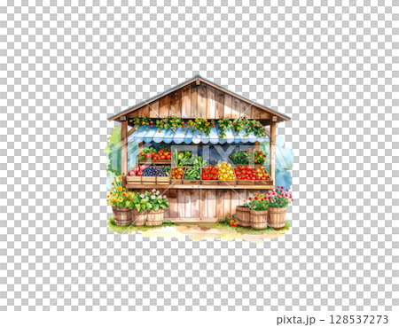 Colorful miniature shop isolated on white background 128537273