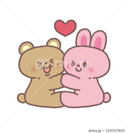 ラブラブなウサギとクマ 128537603