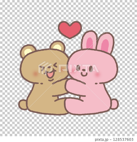 ラブラブなウサギとクマ 128537603