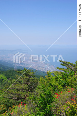 愛媛県四国中央市　翠波西峰展望台から今治市方面を望む 128537980