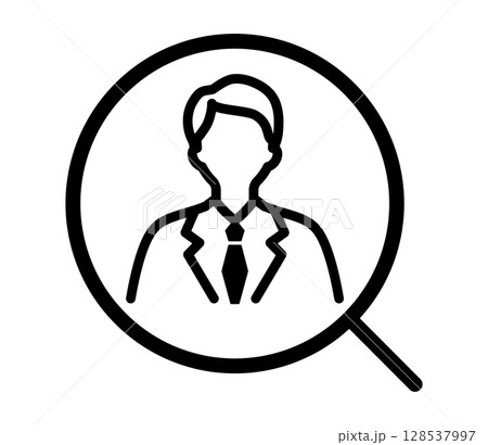 求人募集・就活・転職・人材・虫眼鏡のアイコン　 128537997