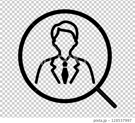 求人募集・就活・転職・人材・虫眼鏡のアイコン　 128537997