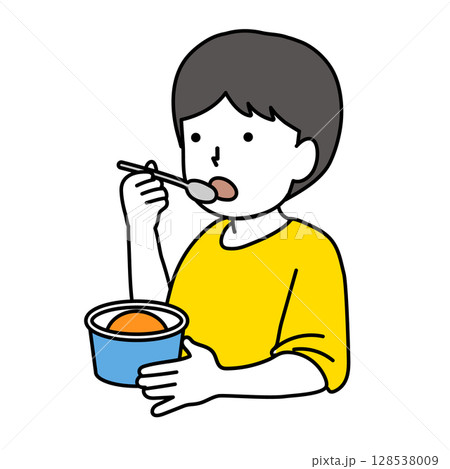 アイスを食べる子供イラスト 128538009