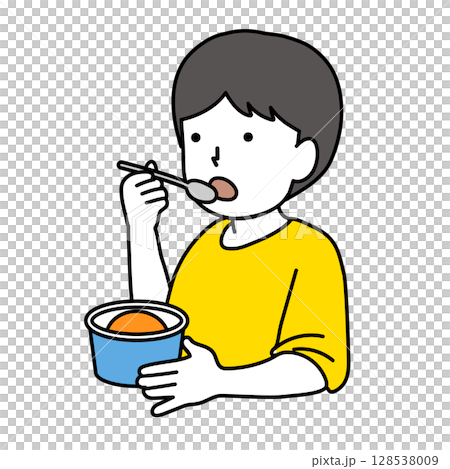 アイスを食べる子供イラスト 128538009