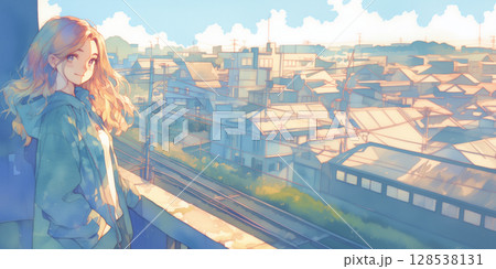 物思いにふける女の子 128538131