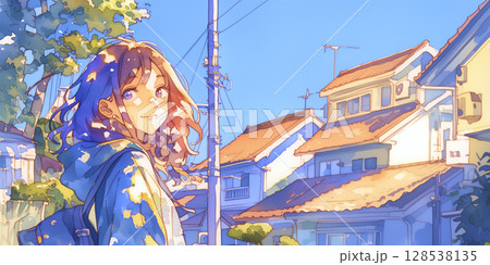物思いにふける女の子 128538135