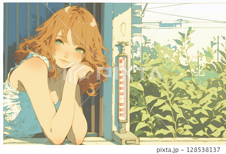 物思いにふける女の子 128538137