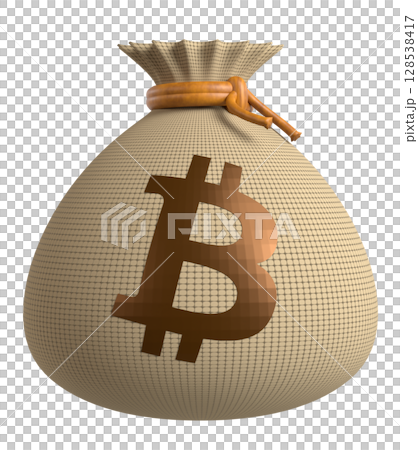 大きなビットコインマークの麻袋 128538417