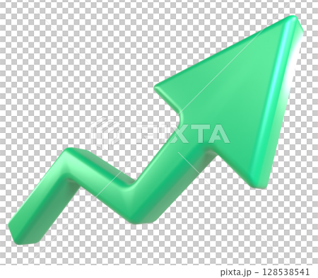 向右上方綠色箭頭的 3D 插圖 128538541