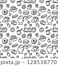 Seamless doodles pattern with bakery elements 128538770