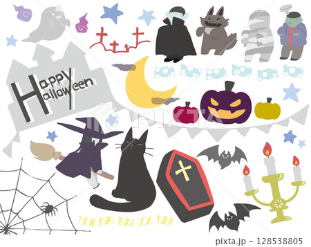 ハロウィン 素材 セット 主線なし 128538805