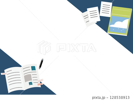 ノートや冊子と資料のフレーム 128538913