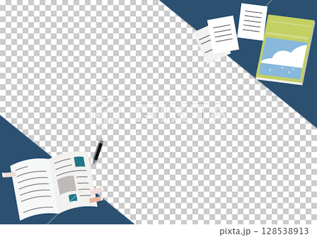 ノートや冊子と資料のフレーム 128538913