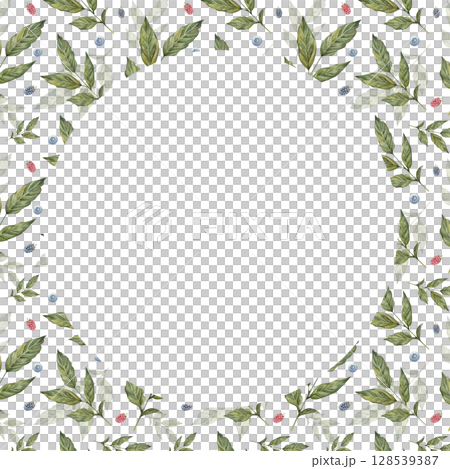 watercolor template coffee leaves, blueberry and raspberry branches. Hand-painted botanical design on white background. Perfect for prints, textiles, kitchen decor, and invitations. watercolor template coffee leaves, blueberry and raspberry branches. Hand-painted botanical design on white background. Perfect for prints, textiles, kitchen decor, and invitations. 128539387