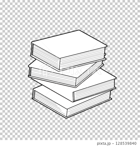 一堆書的線條畫插圖 128539840