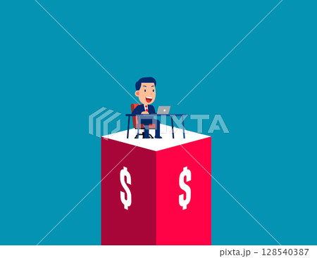 Profit. Cute smile businessman with Investment growth 128540387