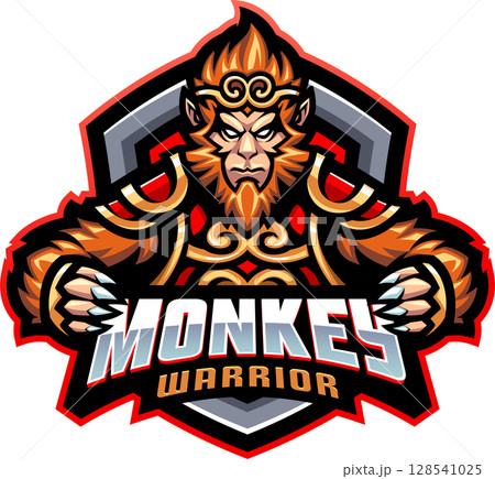 Monkey warrior mascot Monkey warrior mascot 128541025