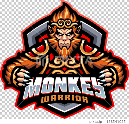 Monkey warrior mascot Monkey warrior mascot 128541025