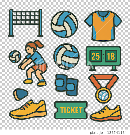 Volleyball illustration set 128541184